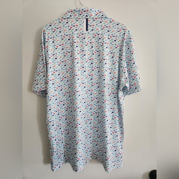Rhoback Polo Size Large Golf Shirt Dinosaur Print The Big Foot Short Sleeve Mens - Picture 4 of 4